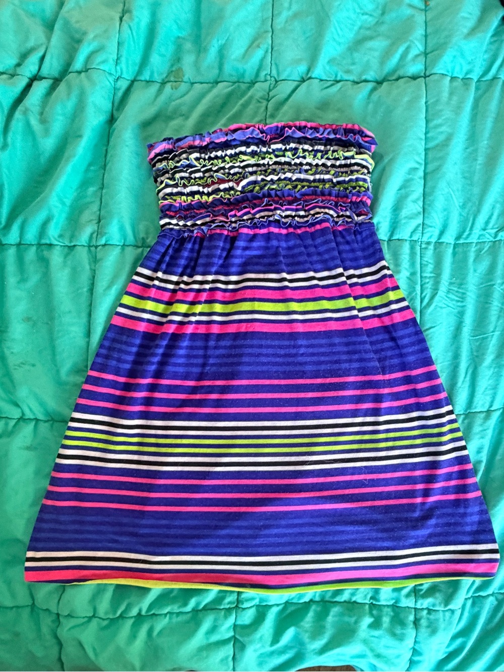 Xhilaration Purple Striped Tube Dress with Neon Accents